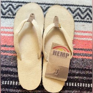 Natural Hemp Rainbow Sandals- Narrow Strap, NWT